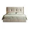Cama de Tela Tejida al Viento Usada Retro Francés Dormitorio Principal Cama Doble Madera Maciza de Nogal Cama Tapizada Cama Tapizada Dormitorio Principal
