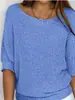 Suéter liso de superventas transfronterizo para mujer con diseño de cuello barco, estilo casual europeo y americano, mangas tres cuartos, versátil para ir al trabajo y ambientes con aire acondicionado