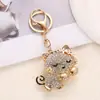 Pingente Chaveiro Gatinho Fofo de Desenho Animado com Strass Completo, Pingente de Bolsa com Design Exclusivo, Chaveiro de Carro Atacado