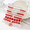 Pulseira de Letras Rosa Vermelha Estilo Boêmio Argila Macia Versátil Conjunto de Pulseiras Xoxo Dia dos Namorados