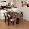 Nueva Mesa de Comedor Retro Francesa de Madera Maciza Ovalada para Hogar Apartamento Pequeño Negra Antigua Sala de Estar Mesa de Comedor Integrada Escritorio