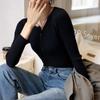 Suéter de Punto Abotonado con Cuello en V 2026 Nuevo Elegante Camisa Base de Manga Larga para Mujer, Adecuado para Primavera, Otoño e Invierno, Se Puede Usar como Capa Interior o Exterior Tendencia Top