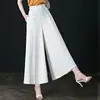 Calça Wide Leg Feminina Verão 2025 Fina Solta Calça Saia Cintura Alta Emagrecimento Calça Cropped com Efeito Drapê Casual Calça Mom