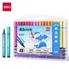 Plumones Gruesos Triangulares para Acuarela Deli para Distribuidores, Disponibles en 24/12/18/36/48 Colores, Lavables, Adecuados para Estudiantes y Dibujo Infantil