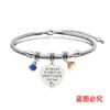 Pulsera Europea y Americana transfronteriza hueso de serpiente día del maestro acero inoxidable diamante azul conmemorativa regalo de vacaciones grabado pulsera de acero de titanio al por mayor
