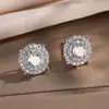 Pendientes Redondos Rakol Chapados en Oro de 14 Quilates sin Níquel con Diamantes Completos, Pendientes de Circonita de Doble Capa de Alto Brillo, Artículo Popular de Venta Transfronteriza