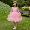 Vestido de crochê com fio fofo e elegante sem mangas Amazon Cake para mulheres, vestido de noite para piano, vestido infantil