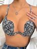 Sutiã Popular Cruzado Europeu e Americano em Formato U para Seios Pequenos, com Aro para Sustentação e Anti-Queda, Sutiã Lingerie Sexy com Estampa de Leopardo