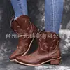 2026 Juyuan En Stock Otoño e Invierno Nuevos Zapatos de Mujer Deseo Sitio Independiente de Amazon Talla Grande Botas de Cuero para Mujer Bordadas de Punta