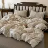 Conjunto de quatro peças de renda estilo linho original retrô de alta densidade para outono e inverno, capa de edredom espessa, lençol, produtos de cama atacado e dropshipping
