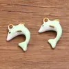 4 Colores 15X20mm Acero Inoxidable Dorado Goteo de Aceite Animales 3D Realistas Colgante Delfín Encanto DIY Accesorios para Joyería