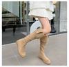 ¡En stock, se envía al instante! Botas Esenciales de Invierno, Punta Redonda, Hebilla y Broches a Presión, Tacón Grueso, Botas Largas Hasta la Rodilla para Mujer