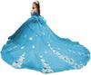 Vestido de Noiva de Renda Off-shoulder com Cauda Vestido de Festa de Aniversário Cerimônia Adulto Vestido de Princesa Vestido Floral Tridimensional