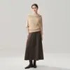 35 Caxemira 2026 Outono Novo Feminino Irregular Assimétrico Ombro Base Camiseta Doce Estilo Cor Sólida Assimétrico Ombro Suéter Quente