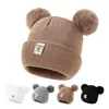 Touca de Lã Tricotada Cor Sólida Bebe Recém-nascido Chapéu de Bebê PomPom Fofo Chapéu de Inverno Para Crianças Meninos Meninas Crianças Gorro Quente 0-3A