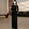 2026 Europa Sudeste Asiático Transfronteiriço Novo Cor Sólida Manga Longa Amarrar Top Cintura Alta Moda Casual Conjunto Mulheres Atacado