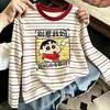 Camiseta de manga larga a rayas para niño T2026 modelo nuevo, camiseta básica de manga larga de algodón puro para niños, top elegante y versátil para niños mayores