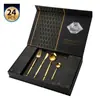 Amazon Transfronterizo Cubiertos de Acero Inoxidable Cuchillo, Tenedor y Cuchara Vajilla Occidental Portuguesa Cuchillo para Filete Caja de Regalo Juego de 24 Piezas Regalo Navideño