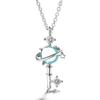 Cadena para Clavícula Círculo Azul Aurora Cósmica para Mujer Estilo Coreano Incrustada con Diamantes Pequeña Fresca Estilo Japonés Collar Corto Collar Planeta