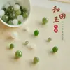 Cuentas Sueltas de Jade Hetian Natural Agua Clara, Pulsera de Jade Blanco, Pulsera de Jaspe, Cuentas de Jade Sueltas para DIY