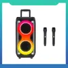 Altavoz para Fiesta Dj con Carrito Doble de 6.5 Pulgadas Portátil con Carrito Bluetooth Altavoz de Fiesta Colorido