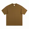 Camiseta de Algodón Pesado Manga Corta Color Café 400g para Hombre Algodón Puro Verano Color Sólido Holgada Cuello Redondo Camiseta Básica Manga Media