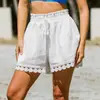 2025 Moda Femenina Europea y Americana Primavera y Verano Nuevo Encaje Adornado Playa Casual Suelto Cordones Pantalones Cortos