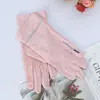Guantes de protección solar para mujer, protección UV, antideslizantes, finos, elásticos de seda helada, para conducir, verano, andar en bicicleta eléctrica, con dos dedos expuestos