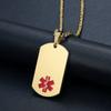 Exportación transfronteriza joyería comercio exterior popular internacional logo médico bastón de serpiente cuadrado marca etiqueta de perro colgante de oro collar de acero de titanio
