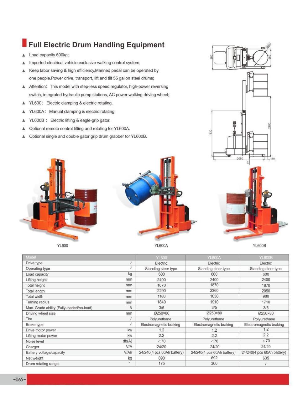 YL600全电动倒料油桶车