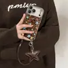 Cordón de estrella con estampado de leopardo adecuado para funda de teléfono Apple 16 Pro Max, iPhone 17, Maillard 15, otoño e invierno 14 para niñas