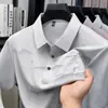 Camiseta de Manga Corta para Hombre con Estampado de Seda de Morera, Nuevo Estilo Casual de Verano, Cuello Camisero Estilo Papá, Camiseta de Manga Corta de Seda Helada de Secado Rápido para Hombre