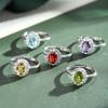 [Joyas Huikai] Anillo de Piedra Natural Plata de Ley S925 Incrustado con Piedra de Cristal Fuente de Joyería Venta al por Mayor en Stock