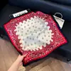 Pañuelo de Seda 70 Cuadrado Moda Coreana de Alta Gama Versátil Profesional Seda Sintética Pequeño Pañuelo de Cuello Estampado Retro Pañuelo de Seda para Mujer