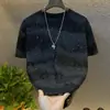 Sudadera con capucha para hombre, estilo veraniego nuevo, versátil, casual, desgastada, llena de estrellas, top degradado, suéter deportivo holgado, camiseta de manga corta