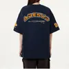 Camiseta Gris Bordada con Letra T Estilo High Street Americano para Hombres y Mujeres Marca Tendencia Nacional Verano Nuevo Holgado Estilo Pareja Manga Corta