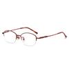 Armazón para gafas de miopía de aleación de titanio ultraligero para mujer, medio armazón, luz anti-azul, sin maquillaje, blanco, armazón pequeño de altura, 7013