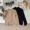 Top de Cuello de Solapa Interior Auricular para Niños Invierno 2025 Suave Ceroso Camiseta Básica Tejida para Bebé Niña Suéter para Niñas Ropa Fina de Invierno