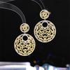 Pendientes redondos huecos de lujo de moda europea y americana, con aguja de plata S925, con incrustaciones de circonitas brillantes, exagerados y de alta gama.