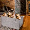 Bolsa Combinando Cor Pura Feltro Feita à Mão Sacola para Lenha Cesta Espessa para Armazenamento de Lenha Sacola para Mensageiro Atacado