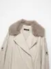 Cortavientos de Moda Casual Estilo Perezoso Otoño 2025 Nuevo Estilo Europeo y Americano para Mujer con Cuello de Piel