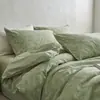 Juego de ropa de cama de cuatro piezas de gasa de doble capa de algodón puro de 60 hilos, juego de tres piezas de lujo ligero de hilo teñido 100% algodón, funda de edredón y sábana de alta gama para dormitorio