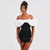 Estilo Europeo y Americano Ropa Sexy para Mujer Transfronteriza Nuevo Vestido de un Hombro sin Mangas Falda Corta Ajustada a las Caderas Minifalda Venta al por Mayor