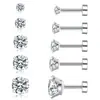 Brincos de Tarraxa Zircônia de Quatro Garras em Estoque Feitos de Material 316, Conjunto Elegante de Brincos para o Dia a Dia