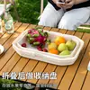 Cesta de Picnic Plegable para Exterior Excursión de Primavera Camping Caja de Almacenamiento Picnic Coche Cesta de Almacenamiento Portátil con Tapa y Tabla de Mesa