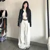 Jeans de Pierna Ancha Lavados en Blanco de Cintura Alta Estilo Americano High Street para Mujer Otoño e Invierno Sueltos Combinan con Todo Aspecto Delgado Pantalones Largos