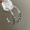 Pendientes de Aro Grandes de Diamante Plateado Super Brillantes para Mujer, Lujo Accesible, Gama Alta, Elegantes, Exagerados, Versátiles y Pendientes Personalizados Tendencia