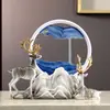 Adorno de Reloj de Arena Fluido con Ciervo Lujo Ligero Decoración para Hogar Sala de Estar Gabinete de Vino Gabinete de TV Escritorio de Oficina