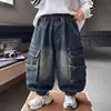 Jeans modernos y geniales para niños para primavera y otoño, pantalones jogger para niños, nuevo estilo 2026, pantalones cargo casuales para niños pequeños