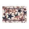 Mantel individual con estampado de estrellas rojas y azules, con diseño de estrellas y zapatos de cuero a rayas, con estampado de enanos, de lino y aislamiento térmico, para el Día de la Independencia de EE. UU.
